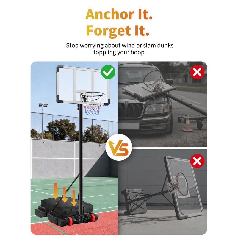 Evekea Basketball Hoop Sandbag, Durable Weighted Base Bag, Hold 300+