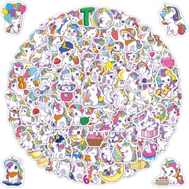 JSTHHTT 100 Pack Waterproof Stickers, Unicorns Stickers, Cute Vinyl Stickers Cartoon, Aesthetic Stickers for Laptop, Kawaii Stickers for Water Bottles Book Laptop Guitar Skateboard Suitcase