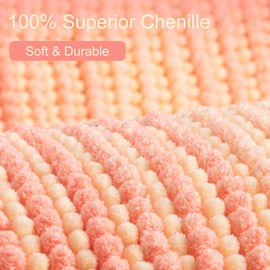 BSICPRO Bathroom Rugs, Bath Mat Rug for Bathroom Non Slip 20 x 32 Inches Water Absorbent Chenille Bathroom Floor Mats Machine Washable (Sweety Pink and Cream)