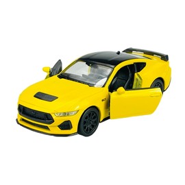 Diecast Model Car Compatible with Welly 2024 Ford Mustang GT Diecast Model Car, 1:24 Scale, Yellow Die-Cast 24123W-YL