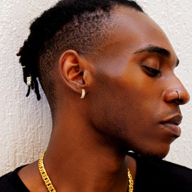 KRKC&CO Moissanite Hoops Earrings for Men, D Color, VVS1, S925 Sterling Silver, Gold Earrings Hoops, Brilliant Round Iced Out, Gold Plated, For Him