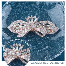 TseenYi Crystal Hair Clip Rhinestone Wedding Hair Clip Flower Bow Crystal Hair Clip Shiny Bridal Decorative Headpiece Rhinestone Hair Pins Women and Girls (Transparent Crystal)