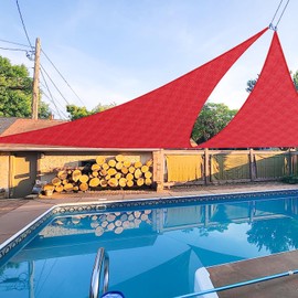 E&K Sunrise 22' x 22' x 22' Sun Shade Sail Triangle Canopy Shade Cover UV Block for Patio Backyard Garden Outdoor (Red)