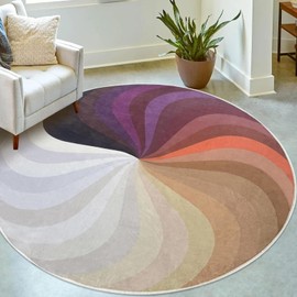 Lacomfy Rainbow Rug 6Ft Round Kids Area Rug Large Colorful Classroom Rug Purple Circle Rugs for Girls Boys Bedroom Nonslip Washable Area Rug for Living Room Home Decor, Purple