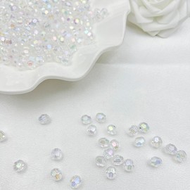Mulutoo 400 Pcs 8MM AB Color Crystal Acrylic Beads Round Faceted Crystal Plastic Bead Spacer Beads for Jewelry Making, Bracelets Necklaces Earrings Wind Chimes Suncatchers(401 - Transparent AB)
