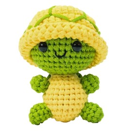DIY Turtle Crochet Kit with Soft Material, Portable Beginner Crochet Kit, Animals Knitting Kit Supplies, Cartoon Turtle Knitting Kit, Accessories Including Yarn Hook -with Step-by-Step Video Tutorials