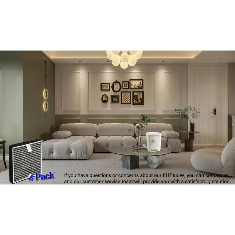 4 Pack FHT150W Replacement Filter For Febreze OdorGrab Air Cleaner