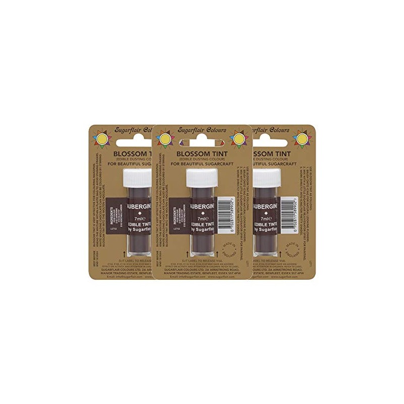3 x Sugarflair Aubergine Edible Blossom Tints Food Colour Colouring