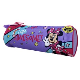 CARTOON Tombolino Round School Pencil Case School Stationery Organizer Pen Holder Pencil Case Colours, lilac, 22 x 8 x 8 cm, Minnie (2)