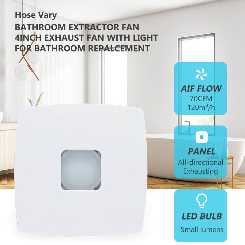 4inch Wall Mounted Fan, 55CFM Bathroom Exhaust Fan w/Check Valve,