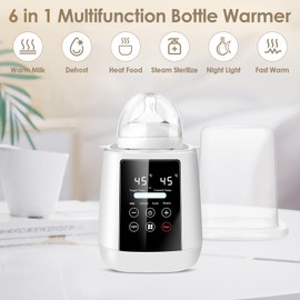 HyAdierTech Baby Bottle Warmer, 6-in-1 Multifunctional Steriliser for Baby Bottles, Baby Food Warmer with Temperature and Night Light, Quick Heating & Keeping Warm, Defrosting, for Bottles and Baby