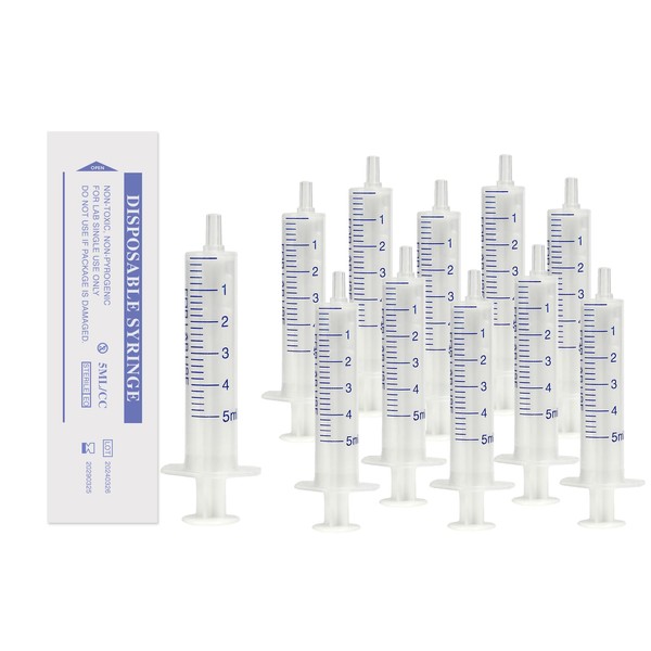 Pack of 50 Sterile Syringes 5 ml with Individual Packaging,
