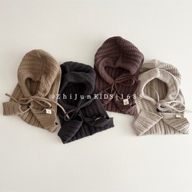 International Kids' Winter Knit Balaclava Neck Warmer Beanie Hat lf2915 Free Size/Beige White 3ea