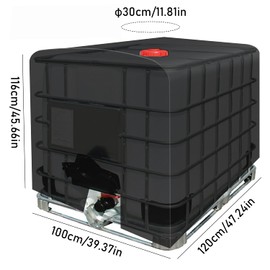 IBC Cover, Water Tank IBC Container Tarpaulin, 420D IBC UV Protection / Rainwater Protective Cover with Opening, for 1000L IBC Containers (100 x 120 x 116 cm)