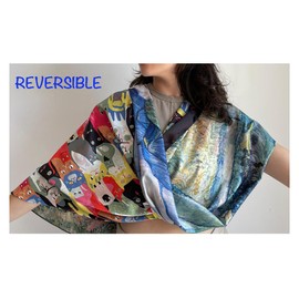 CANNCA Famous Painters Silk Scarf with Art Motif, Long, High Quality, Young and Elegant, for Women, Original Gift, H-11, One Size, H-11