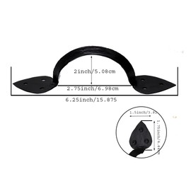 The Metal Magician 6-1/4 Inch Barn Door Handles, Pack of 4, Garage Door Handles Decorative, Hardware Rustic Heavy Duty Design Black Cast Iron Handle, Fence Gate, Metal Gate Outdoor