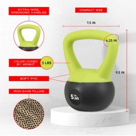 NZG Iron Sand Soft Kettlebell, Shock-Proof Weights (5lbs)