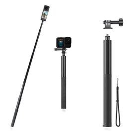 Selfie Stick for Insta360 X5, 53" Invisible 1/4" Extended Camera Stick, Long Pole for Insta360 X4 X3 X2,R,RS,Ace AcePro,GoPro,DJI Action Camera, Lightweight, Waterproof
