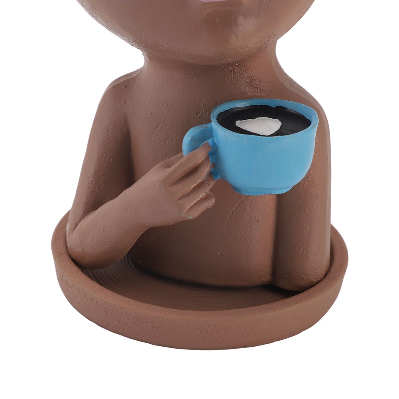 Resin Face Plant Pot Creative Cute Small Drinking Coffee Succulent