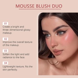 Flüssiges Highlighting Blush Set (2 Stück) - Vegan & Cruelty-Free, Leichtgewichtiger Flüssiger Konturenstift Für Strahlende Wangen, Natürliche Rouge Und Glow, Liquid Highlighter Blush (Rosenrot)