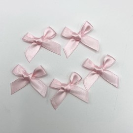 SYSUII Pack of 100 Mini Satin Ribbon Bows 3.5 cm x 3.2 cm Mini Satin Bows Bowknot Small Satin Ribbon Bows Made of Polyester for Wedding Decoration Cards DIY Crafts Gift Wrapping - Pink