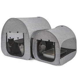 LUCKITTY Portable Cat Playpen, Delivery Room, Enclosure, Postoperative Recovery, House Design for Better Standing, Foldable Pet Tent for Indoor and Outdoor Use, Cat Houses & Condos Dark Gray