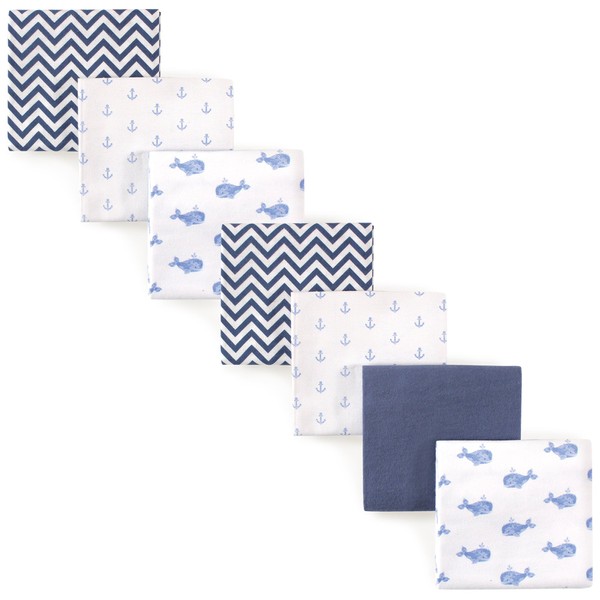 Hudson Baby Unisex Baby Cotton Flannel Receiving Blankets Bundle, Blue