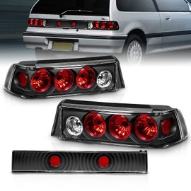 AmeriLite 3 Door Taillights 3 Pcs Black for Honda Civic - Passenger and Driver Side