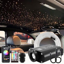 ATOKEE 16W Fiber Optic Lights, 400pcs*0.03in*6.5ft Starlight Headliner Kit, Star Light for Car Roof with Bluetooth App & 28-Key RF Remote & Music Control