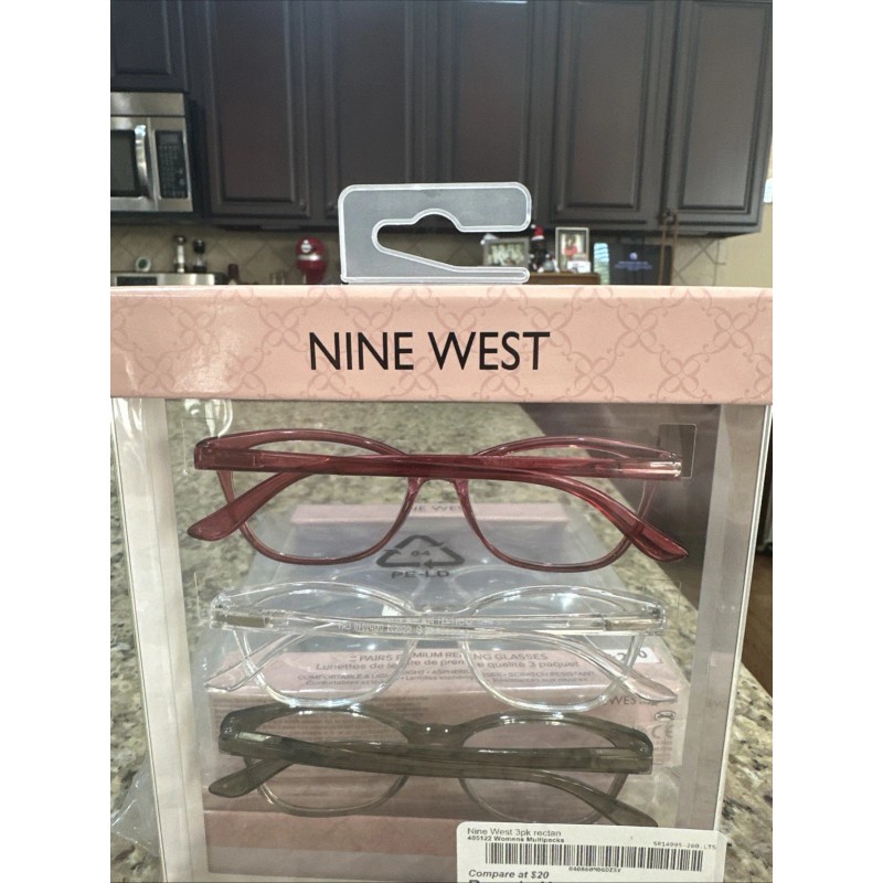 Nine West Designer Reading Glasses +2.00 3 Pairs Scratch Resistant