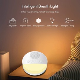 Eacam White Noise Sleep Machine Built-in 6 Soothing Sound Soft Breath Light 15/30/60 Intelligent Timing for People of All Ages