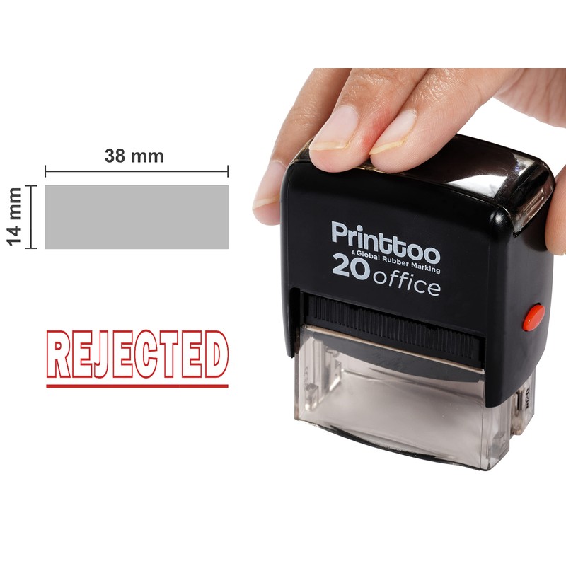 Printtoo Self Inking Rubber Stamp Office Stationary Rejected Custom Stamp-Red