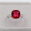 Uloveido Platinum Plated Square Cushion Cut Simulated Red Ruby Damond