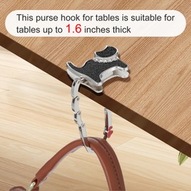 MBAIYO Bling Foldable Purse Hook for Table, Portable Anti Slip Purse Hanger Exquisite Metal Bag Holder for Desk Stylish Handbag Table Hook Hanger(Black)