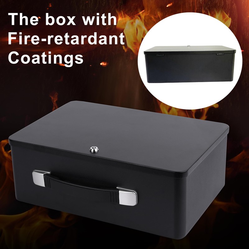 IUZIT Fireproof Document Box with Key Lock, Fire Resistant Safe