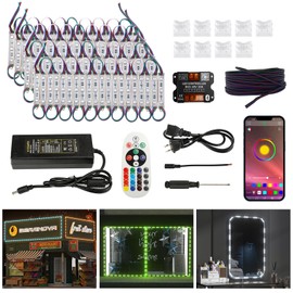 BEAMNOVA 40Ft RGB Commercial LED Storefront Lights Kit, Bluetooth App Control, with Remote, DC 12V Power Supply Transformer, Adhesive Waterproof Strip Light Modules