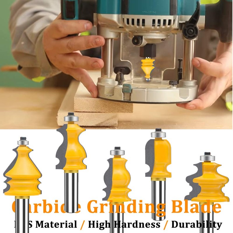MAYLNE 1/2-Inch Shank Router Bit Set Architectural Molding 5 PCS,