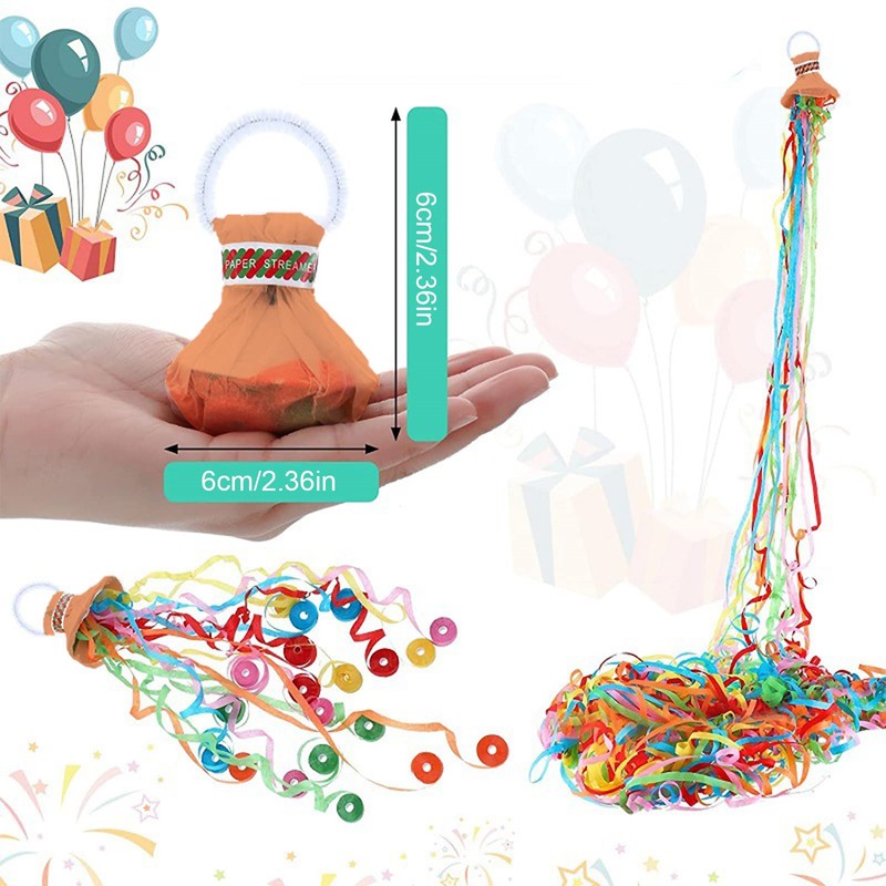 WEIKAXIMU Pack of 10 Throw Streamers Bomb Streamers Throw Confetti