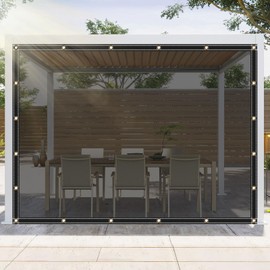 Clear Tarps Heavy Duty UV Protection, Translucent Sun Shade PVC Vinyl Tarpaulin with Grommets, Ropes, Reinforced Edge, Waterproof, Tear-Resistant for Greenhouse, Patio, Garden, Porch, Pavilion