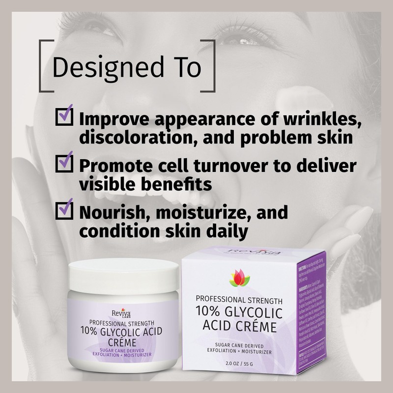 Reviva Labs 10% Glycolic Acid Creme Daily Moisturizer and Mild