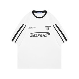 Aelfric Eden Graphic Tees Y2k Women Oversized T Shirts Striped Patchwork Crewneck Unisex Streetwear Tops White XL