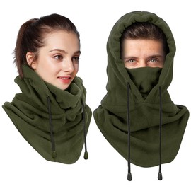 VICTERR Balaclava Winter Face Mask Men Women Fleece Balaclava Ski Mask Windproof Motorcycle Masks Neck Warmer Balaclava Face Hood for Bicycle Motorcycle Snowboard Outdoor Sports Unisex, Army Green