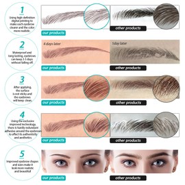 Aresvns Brown Eyebrows Tattoo 66 Pairs! 4D Hair-Like Fake Eyebrows Waterproof and Long-Lasting 3-5 Days,Suitable Size, Eyebrow Tattoo Stickers for Women Christmas Gift