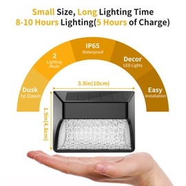 NACINIC Solar Fence Lights Outdoor 8 Pack, Solar Deck Lights Waterproof Dusk to Dawn Warm White/Cool White, Solar Powered LED Lights Decor for Outside Stair Step Yard Patio (Black)