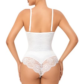 Vorcy Lace Tummy Control Shapewear Tank Tops Sleeveless Shapewear Bodysuit V Neck Backless