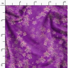 Soimoi Purple polyester Crepe Fabric Poppy Anemone Floral Print Fabric by the metre 42 Inch Wide