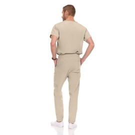 MediChic Men Scrubs Set - Stretch V-Neck Scrub Top with 7-Pocket Pants, Anti-Wrinkle, Yoga Waistband Workwear Scrubs for Men