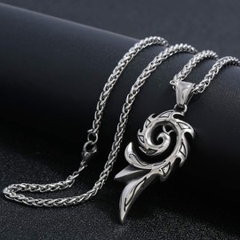 FIZIZDH Stainless Steel Bath Fire Reborn Phoenix Fire Pendant Necklace Unisex 24 inch Keel Link Chain