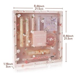 Kit 8 Pzas De Maquillaje Labial De Corazon, Sombras, Blush