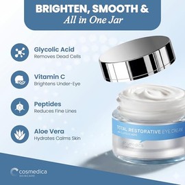 Cosmedica Skincare CREMA RESTAURADORA PARA OJOS. Hidrata, atenúa la flacidez y minimiza las líneas de expresión. Con Te verde y Vitamina E